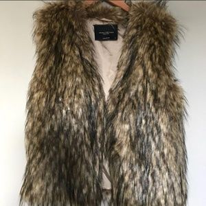 Akira Brown Faux Fur Vest Black Label